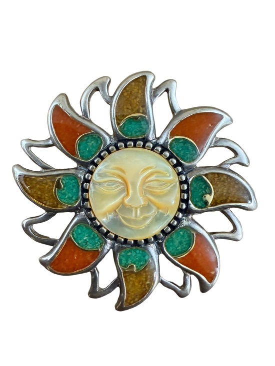 Carolyn Pollack Other - Carolyn pollack Sun vintage brooch pendant. 925 sterling silver, Mother-of-pearl